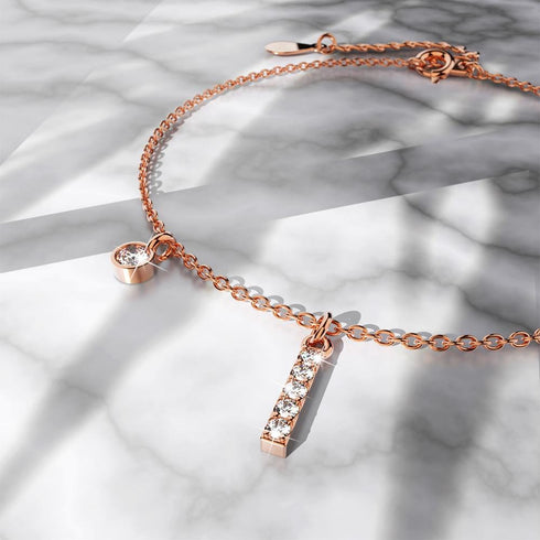 Solid 925 Sterling Silver Initial Crystal Personalised Alphabet Letter Bracelet Rose Gold Filled